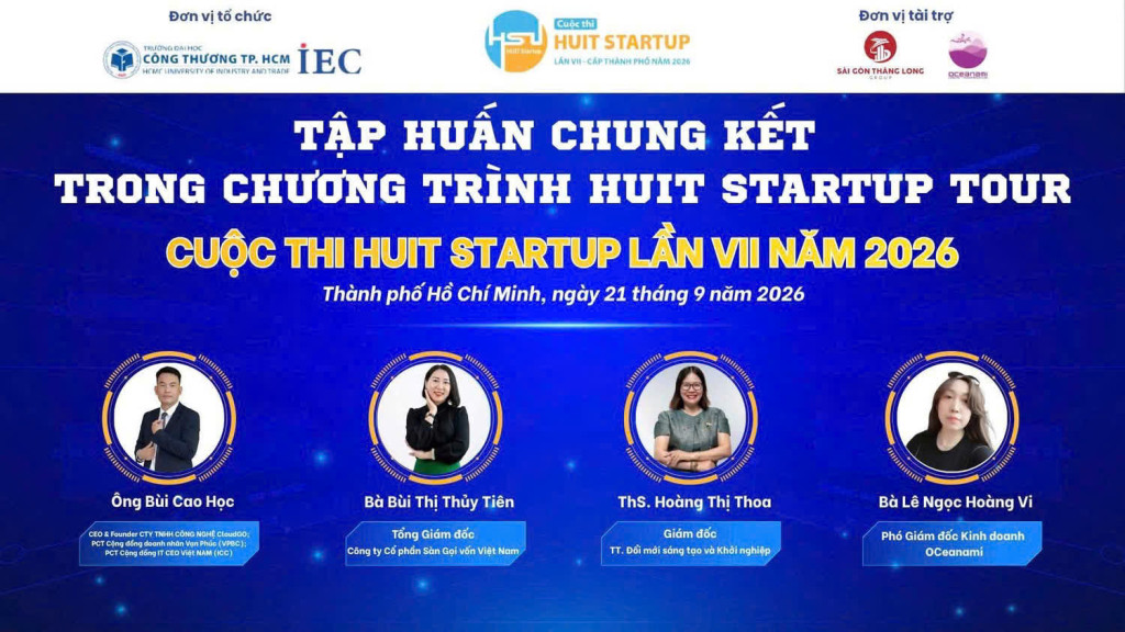 Banner bài viết CEO CloudGO chia sẻ tại HUIT Startup Tour 2026: Khởi nghiệp bắt đầu từ vấn đề thật