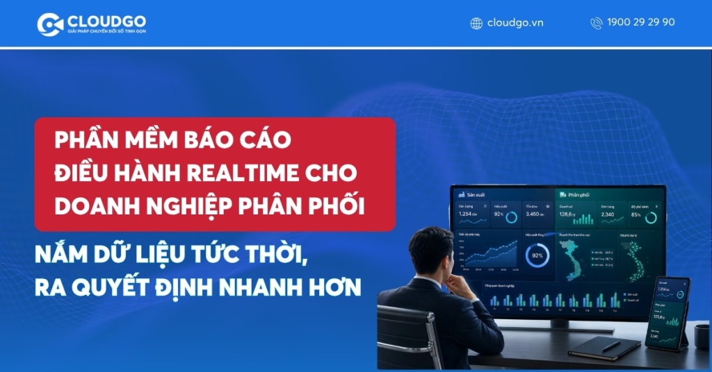 Banner bài viết Phần mềm báo cáo điều hành realtime cho doanh nghiệp phân phối: Nắm dữ liệu tức thời, ra quyết định nhanh hơn