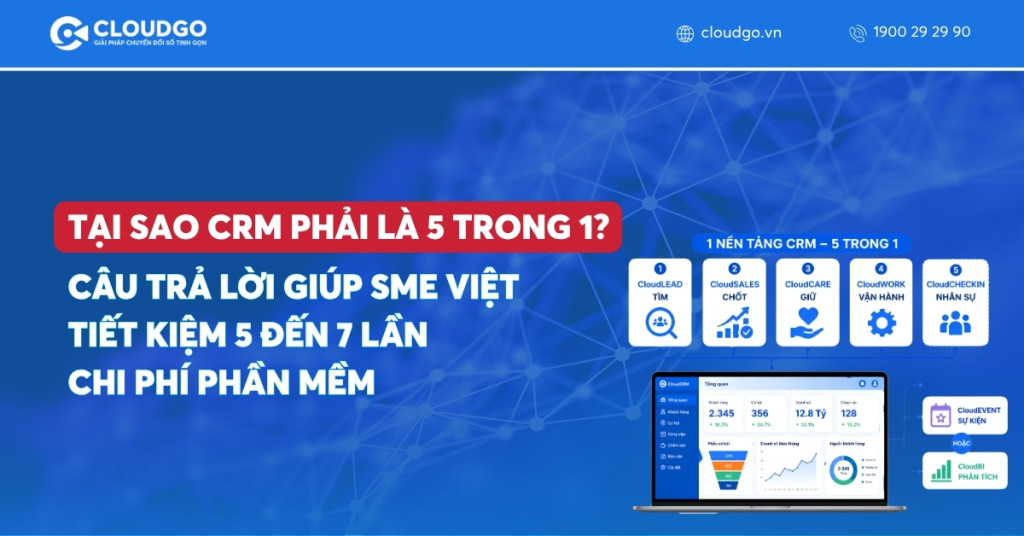 Tại sao CRM phải là 5 trong 1? Câu trả lời giúp SME Việt tiết kiệm 5 đến 7 lần chi phí phần mềm