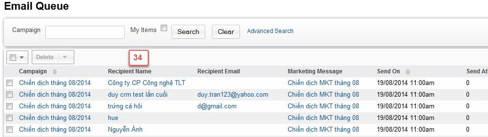 Chọn email Queue