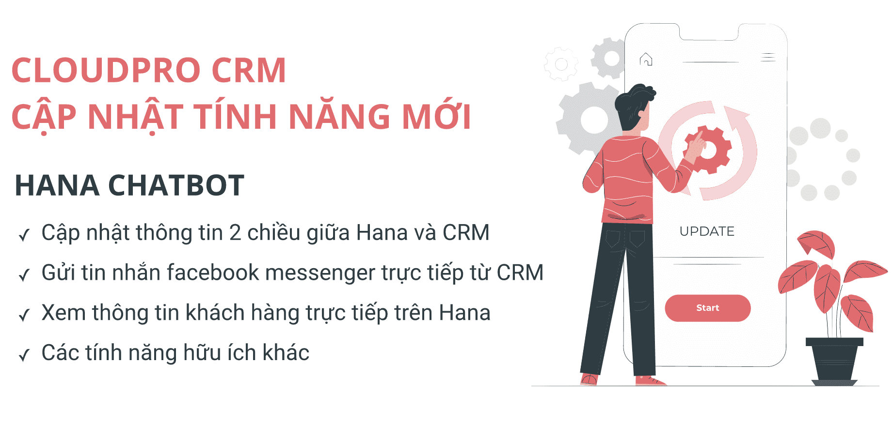 CloudPro CRM update tính năng năng cho hana chatbot