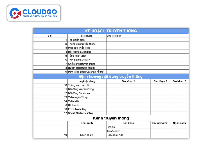 Mẫu kế hoạch truyền thông sự kiện