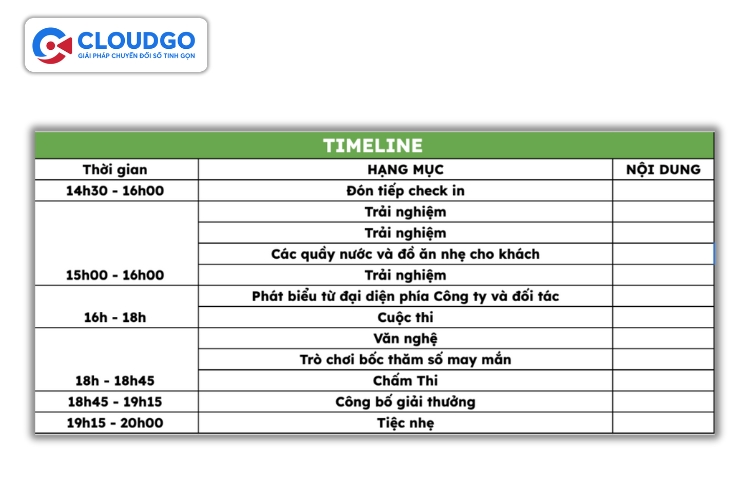 Mẫu timeline sự kiện