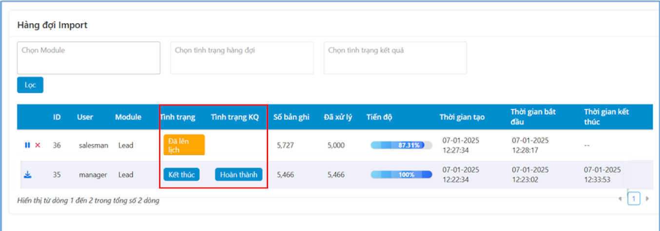 theo dõi tiến trình chi tiết