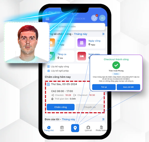 chấm công bằng phần mềm CloudCHECKIN