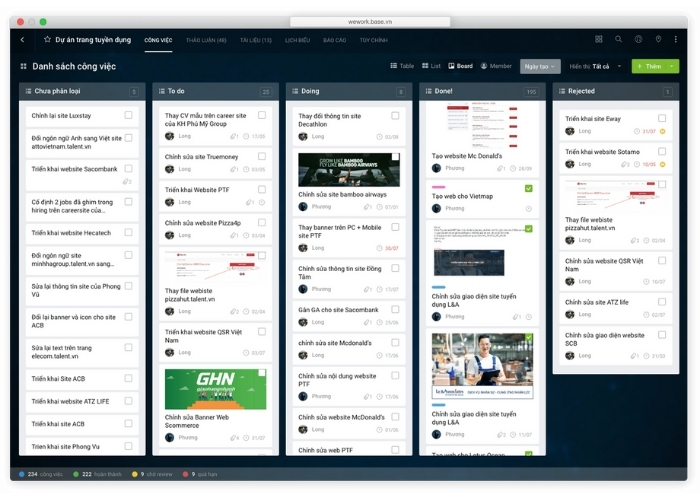 Chức năng chia sẻ công việc, trao đổi, bình luận trực tiếp - Base Wework