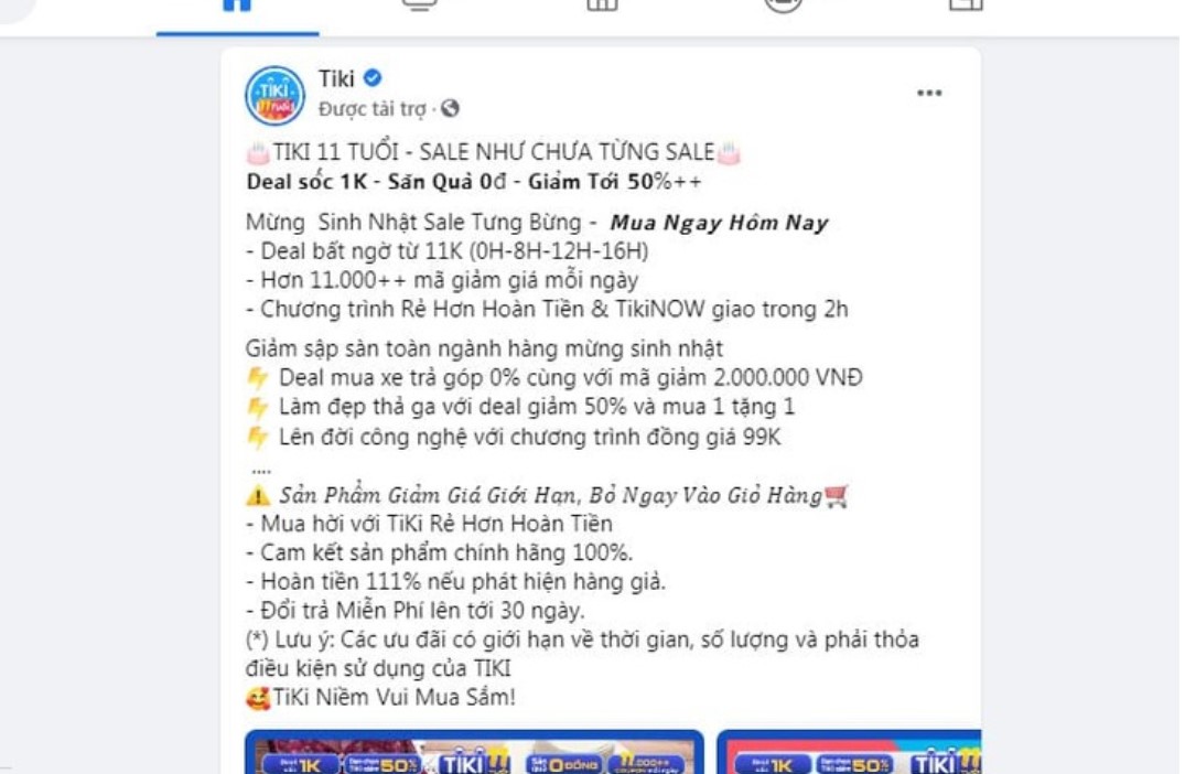 Content chương trình khuyến mãi trên facebook