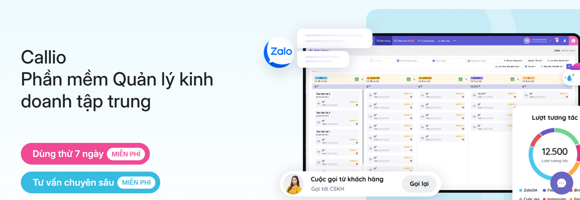 giải pháp tích hợp CRM và tổng đài - Calio