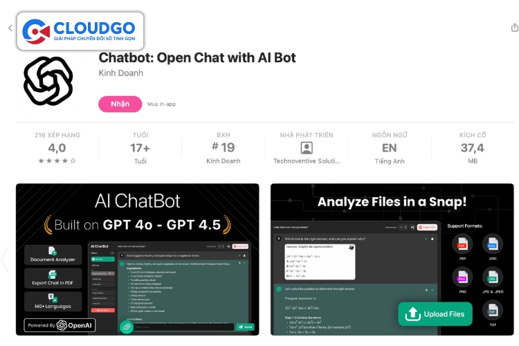 Giao diện khi truy cập vào Download for Mac để tải Chat GPT