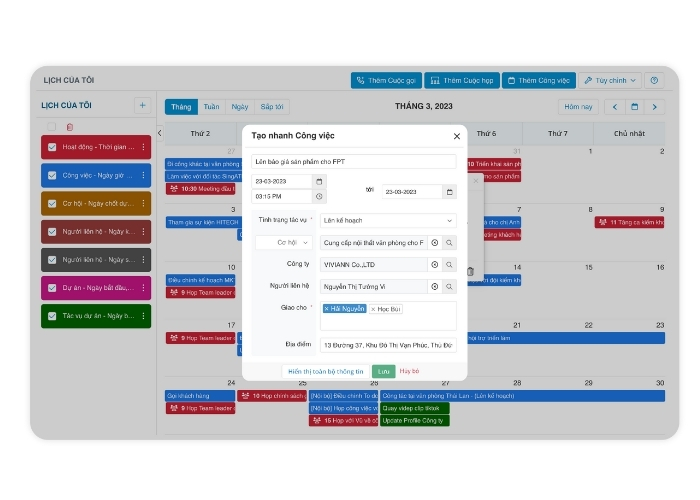 Chức năng giao việc cá nhân, nhóm, phân loại công việc - CloudWORK