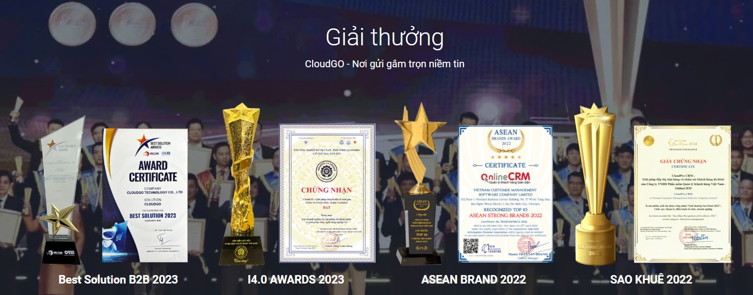 Một số giải thưởng CloudGO