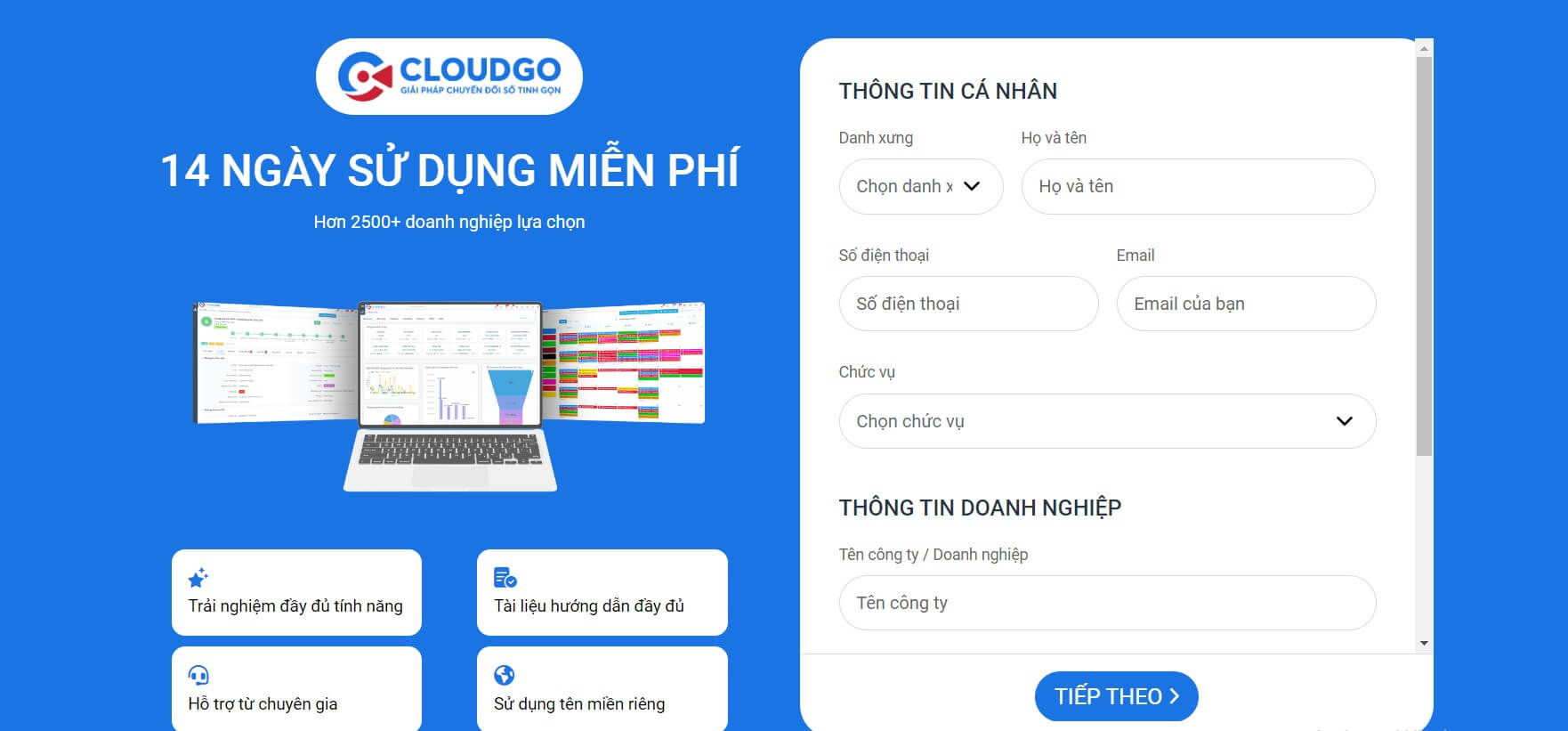 Dùng thử miễn phí 14 ngày cho mọi doanh nghiệp