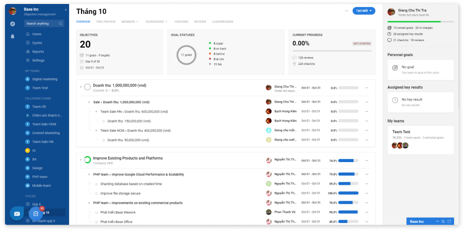 phần mềm quản trị mục tiêu Base Goal