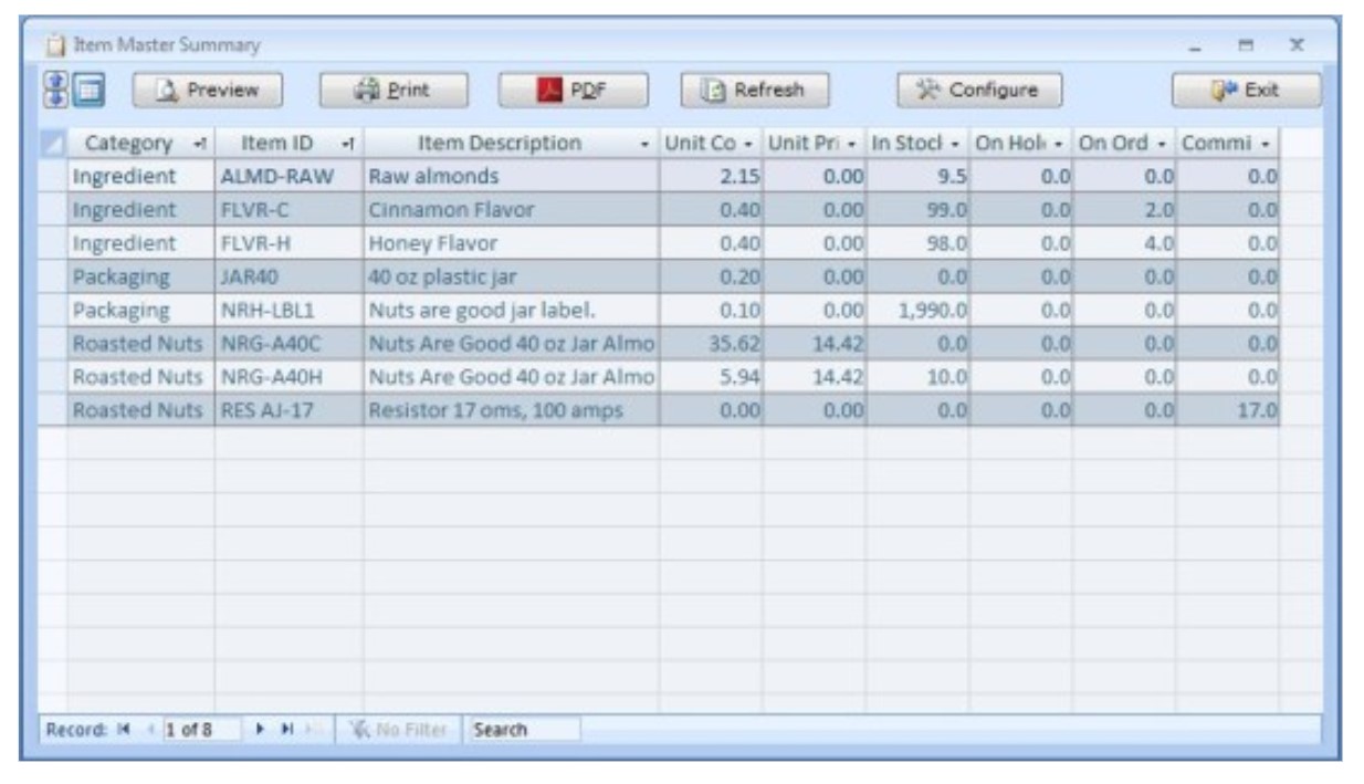 Giao diện của phần mềm nước ngoài ABC Inventory