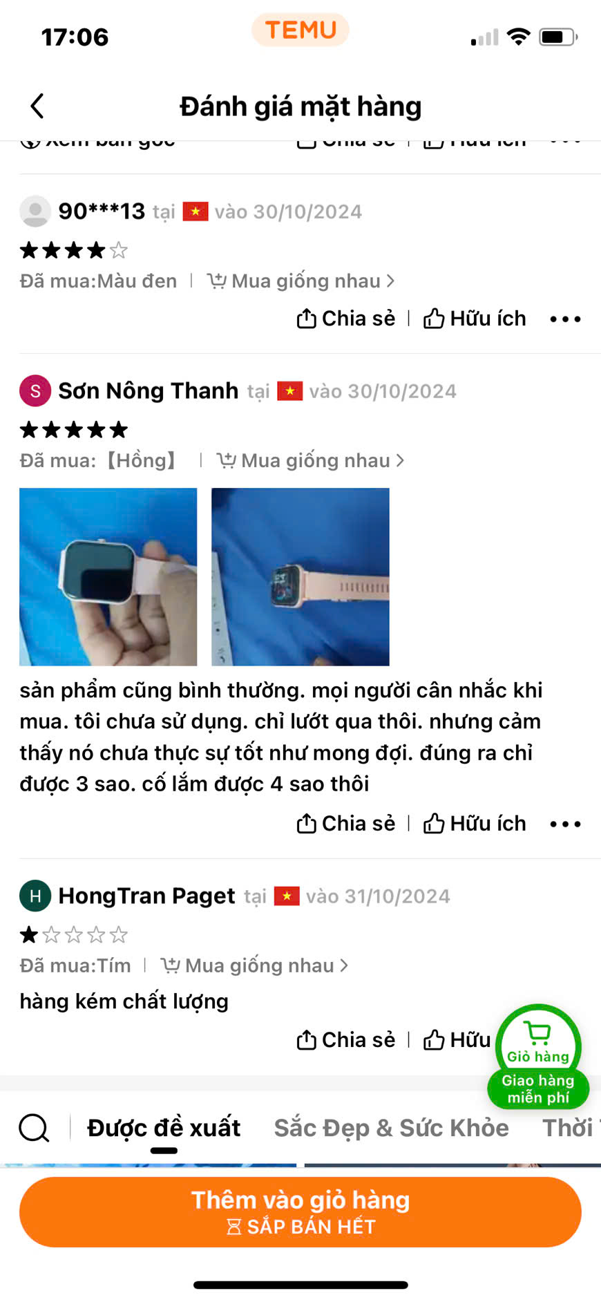 Đánh giá thực tế của khách hàng sử dụng Temu